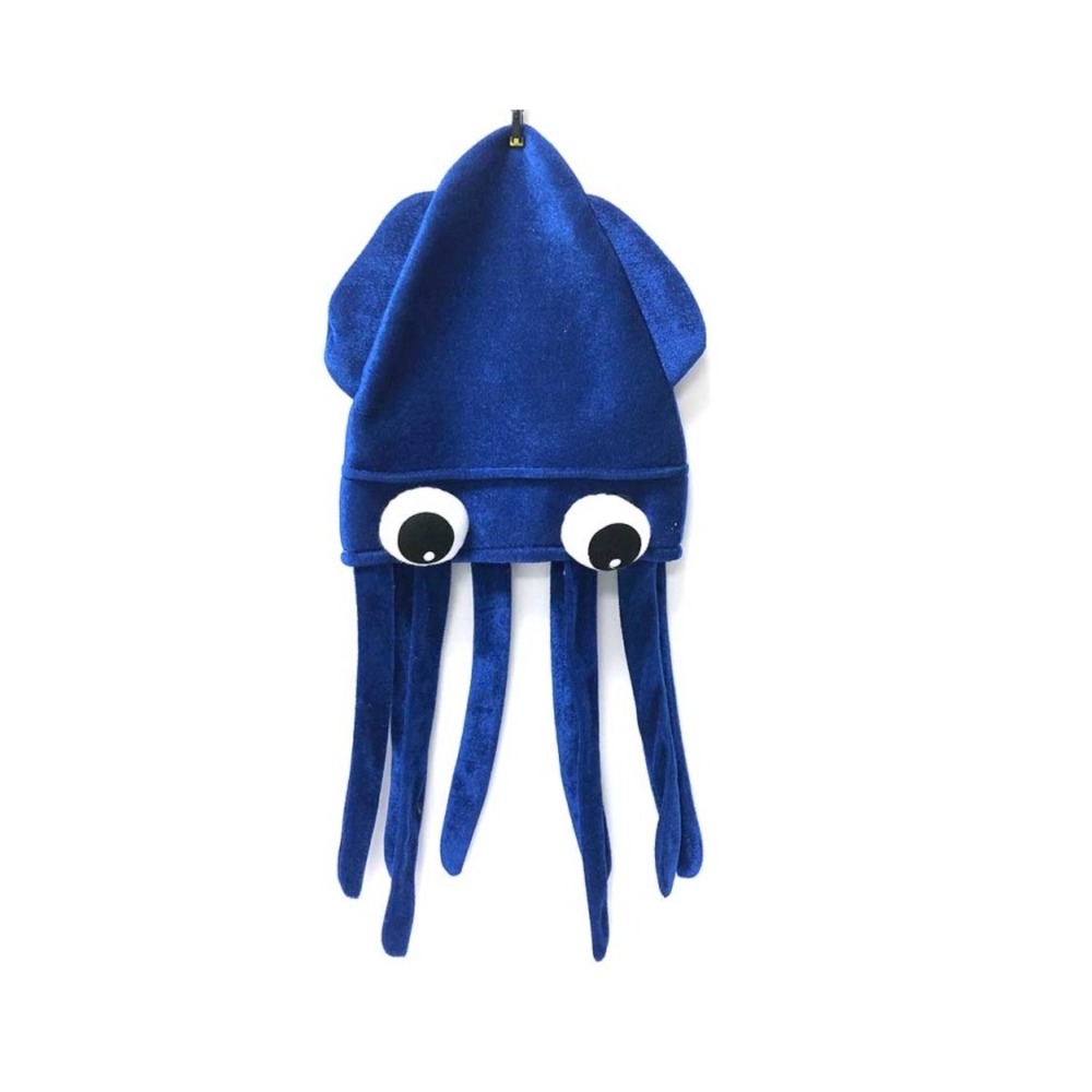Toy Factory Squid Plush Octopus Hat Hat Navy Blue Fleece Tentacles 2014 30" Rare